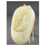 Chinese White Hardstone Carved Toggle