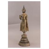 Vintage Thai Bronze Carved Buddha Sculpture