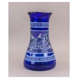Vintage Cobalt Blue Art Glass Vase
