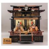 Japanese Imperial Dolls with Wood Carved Palace