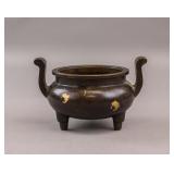 Chinese Gold-splashed Bronze Censer Xuande Mark