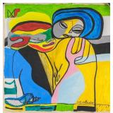 Swiss-French Acrylic on Canvas Signed Le Corbusier