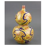 Qing Red Double Gourd Porcelain Vase Qianlong Mark