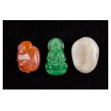 Chinese Three Colors Hardstones Carved Pendants
