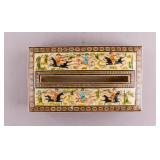 Vintage Persian Marquetry Wood Carved Tissue Box