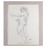 American Pencil on Paper Stamped Atelier Gagnon