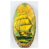 Lithograph on Wood RL Ship Blue Seas