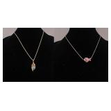 Gold-plated Gemstones Marine Life Necklaces 2pc