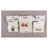 Gold-plated & Silver-plated Gemstone Earrings 3pc