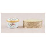 Vintage Silver-plated & Porcelain Pill Boxes 2pc
