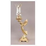 Vintage Gilt Metal Candle Holder w/ Glass Chimney