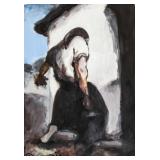 French Gouache on Paper Signed Honore Daumier