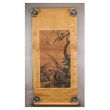 Japanese Watercolor on Paper Scroll Unsigned