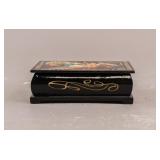 European Lacquer Painted Jewelry Trinket Box