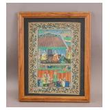 Indian Watercolor on Silk Mughal Court Scene