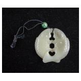 Chinese White Jade Carved Double Fishes Pendant