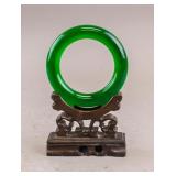 Chinese Dark Green Hardstone Carved Bangle