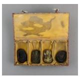 Chinese Old Hardstone Carved Pendants 4pc w/ Box