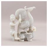 Chinese Hetian White Jade Carved Sculpture