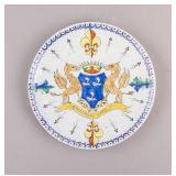 French Porcelain Faience Armorial Plate
