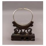 Vintage Silver Carved Longevity Cuff Bracelet