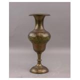Antique Indian Brass Carved Bud Vase