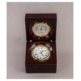 Vintage Bulova Quartz Desk Clock & Thermometer Set