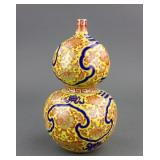 Qing Red Double Gourd Porcelain Vase Qianlong Mark