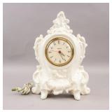 Vintage Stylebuilt White Porcelain Mantel Clock
