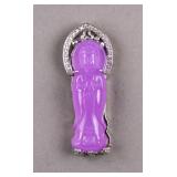 Vintage Lavender Hardstone Silver-plated Pendant