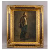 Rare Vintage Oil on Canvas Smoker  Signed Unknown