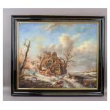 European Oil on Canvas Signed J. Worcis