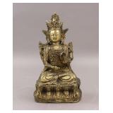 Chinese Bronze Carved Amitayus Buddha