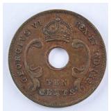 1943 East Africa 10 Cents George VI Coin