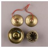 Vintage Indian Brass Carved Tingha Set 2pc