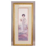 Framed Print on Paper Woman with Flower Basket