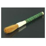 Chinese Brush with Hardstone & Bone Handle