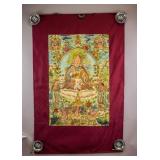Tibetan Embroidery on Silk Padmasambhava Tangka