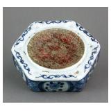 Chinese B & W Porcelain Ink Pad w/ Jiajing MK