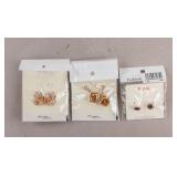 Rose Gold-plated Gemstone Earrings 3pc