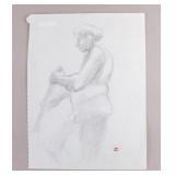 American Pencil on Paper Stamped Atelier Gagnon