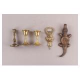 Vintage Brass Candle Holders & Bottle Openers 5pc