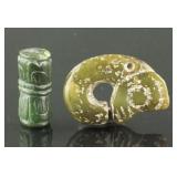 Chinese Archaic Jade Carved Pendants 2pc