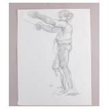 American Pencil on Paper Stamped Atelier Gagnon