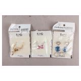 Silver-plated & Gold-plated Gemstone Earrings 3pc