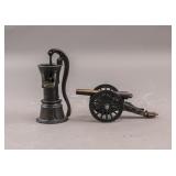 Vintage Metal Cannon Pencil Sharpeners 2pc