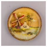 Vintage Hand-painted Wood Spinning Windmill Plate
