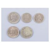 1960 - 80 Hong Kong $1 Coins Elizabeth II 5pc