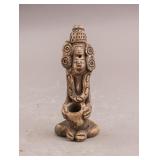 Antique Mayan Pottery Carved Candlestick