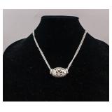 Silver-plated Filigree Bead Pendant Necklace